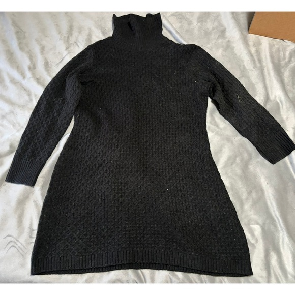 Terra & Sky Black Turtleneck Sweater Dress Cable Knit Long Sleeve Plus Size 0X - Picture 2 of 3